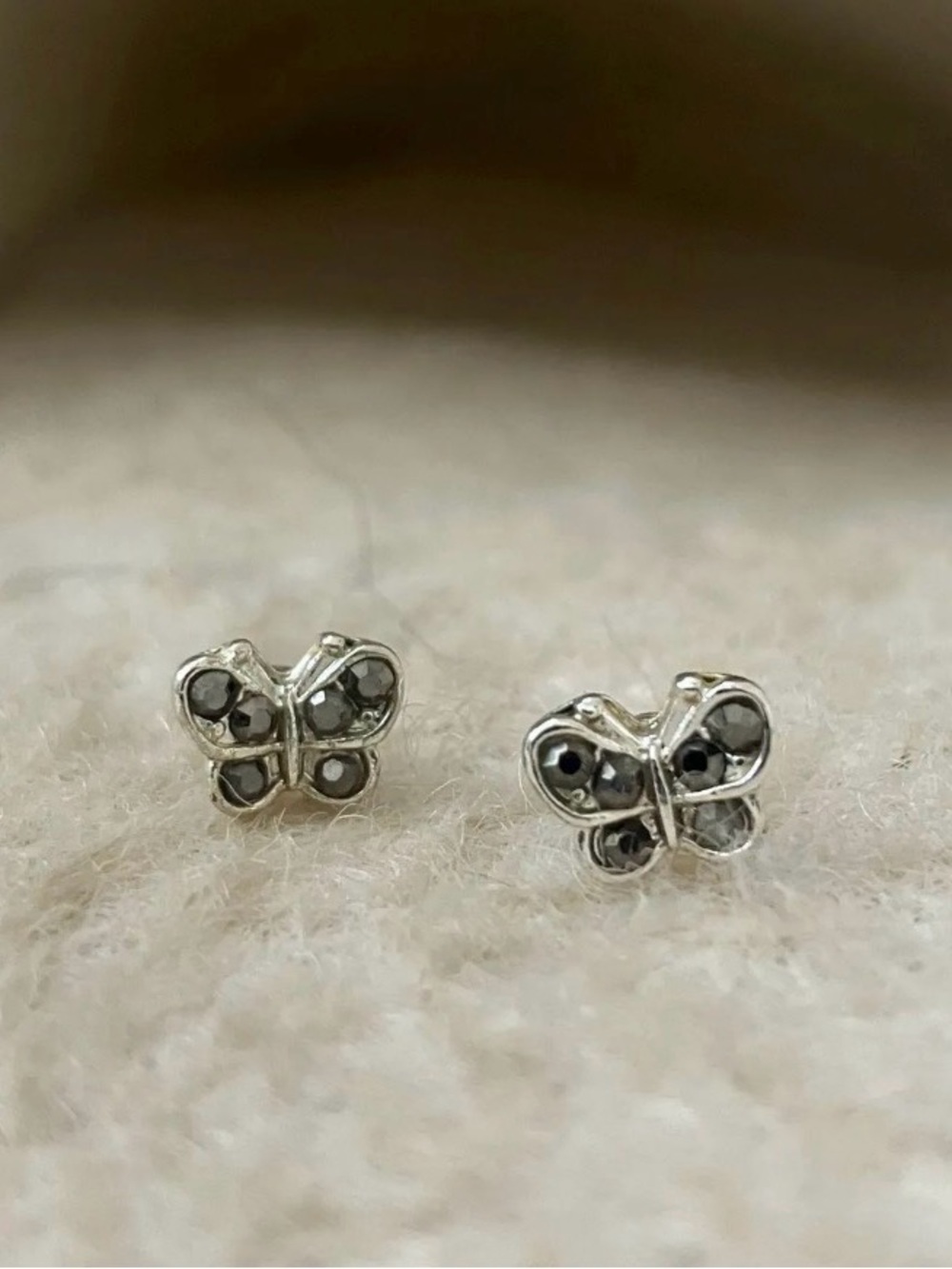 Silver-Tone Butterfly Stud Earrings
